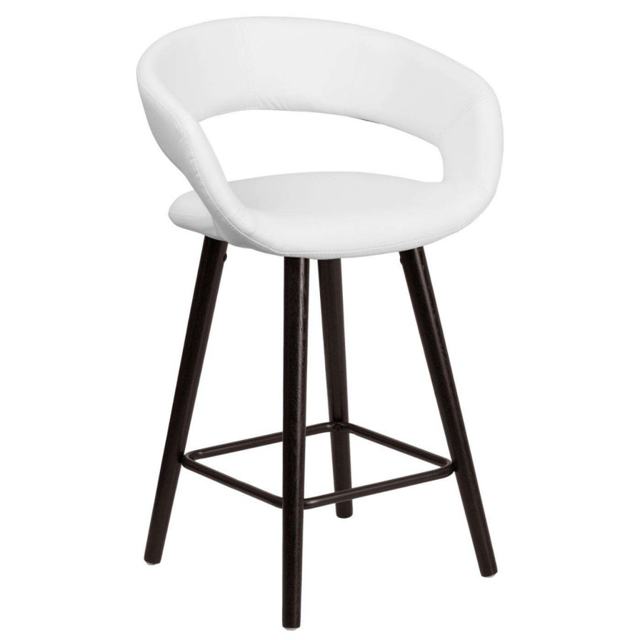 Bar Stools * | Wholesale Counter Height Stools Flash Furniture Brynn 24 In. Contemporary Rounded Low Back Legged Vinyl Counter Stool