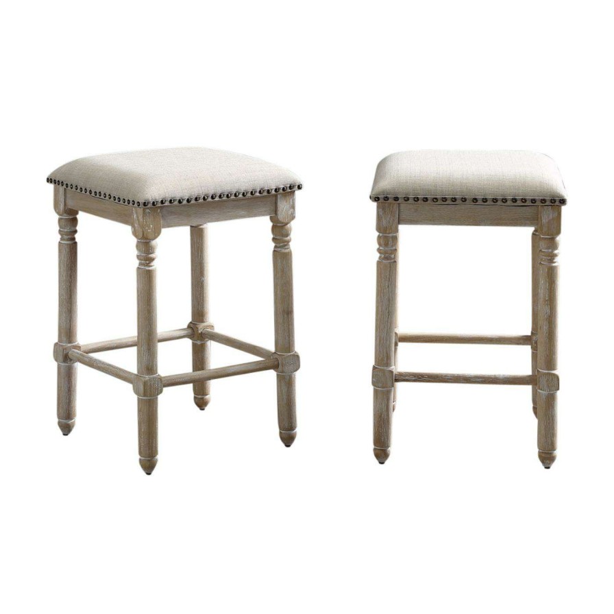 Bar Stools * | Buy Counter Height Stools Roundhill Furniture Arnhem 24.25 In. Backless Swivel Counter Height Stool Set Of 2