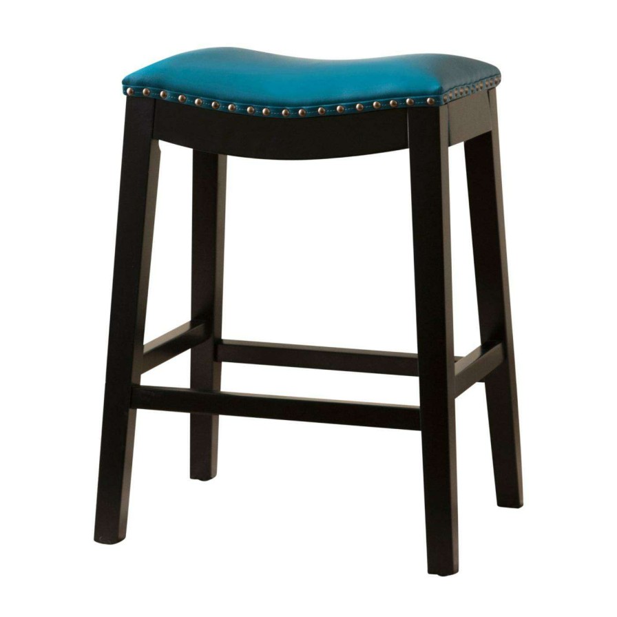 Bar Stools * | Budget Counter Height Stools Abbyson Living Mia Bonded Leather Saddle 26 In. Counter Stool