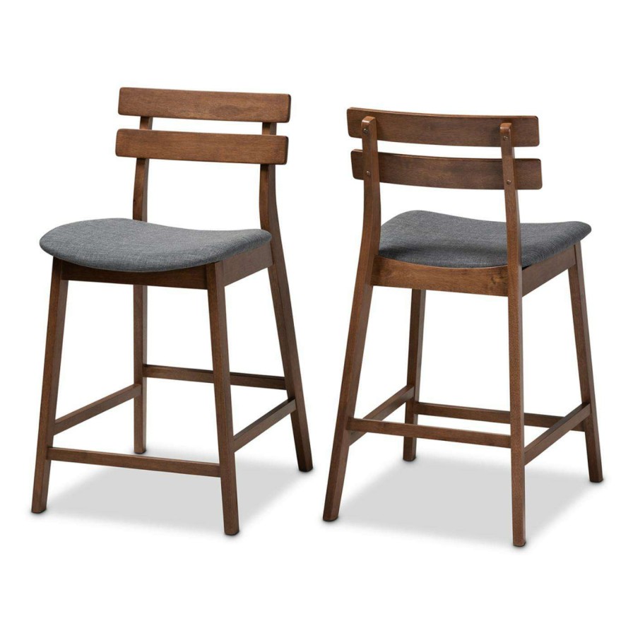 Bar Stools * | Wholesale Counter Height Stools Baxton Studio Larine 24 In. Mid-Century Counter Stool Set Of 2