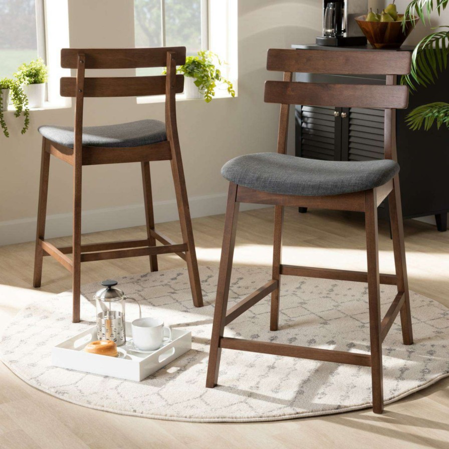 Bar Stools * | Wholesale Counter Height Stools Baxton Studio Larine 24 In. Mid-Century Counter Stool Set Of 2