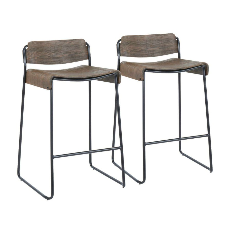 Bar Stools * | Wholesale Counter Height Stools Lumisource Dali 26 In. Industrial Low Back Counter Stool Set Of 2