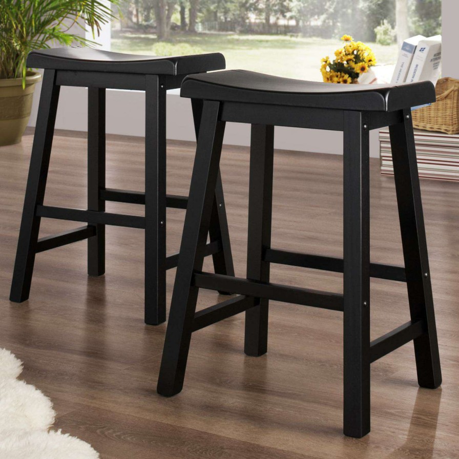 Bar Stools * | Outlet Counter Height Stools Weston Home 24 In. Saddle Back Stool Black Sand- Set Of 2