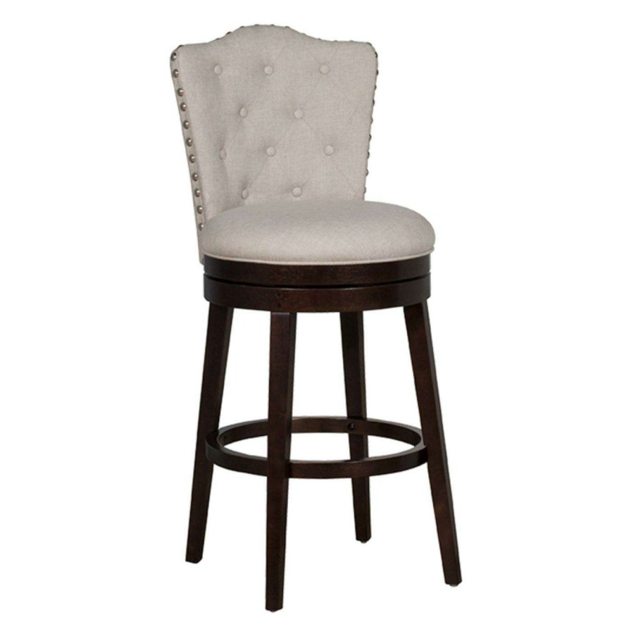 Bar Stools * | Buy Counter Height Stools Hillsdale Furniture Edenwood Cream Fabric Swivel 26 In. Counter Height Stool