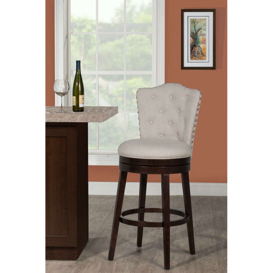 Bar Stools * | Buy Counter Height Stools Hillsdale Furniture Edenwood Cream Fabric Swivel 26 In. Counter Height Stool