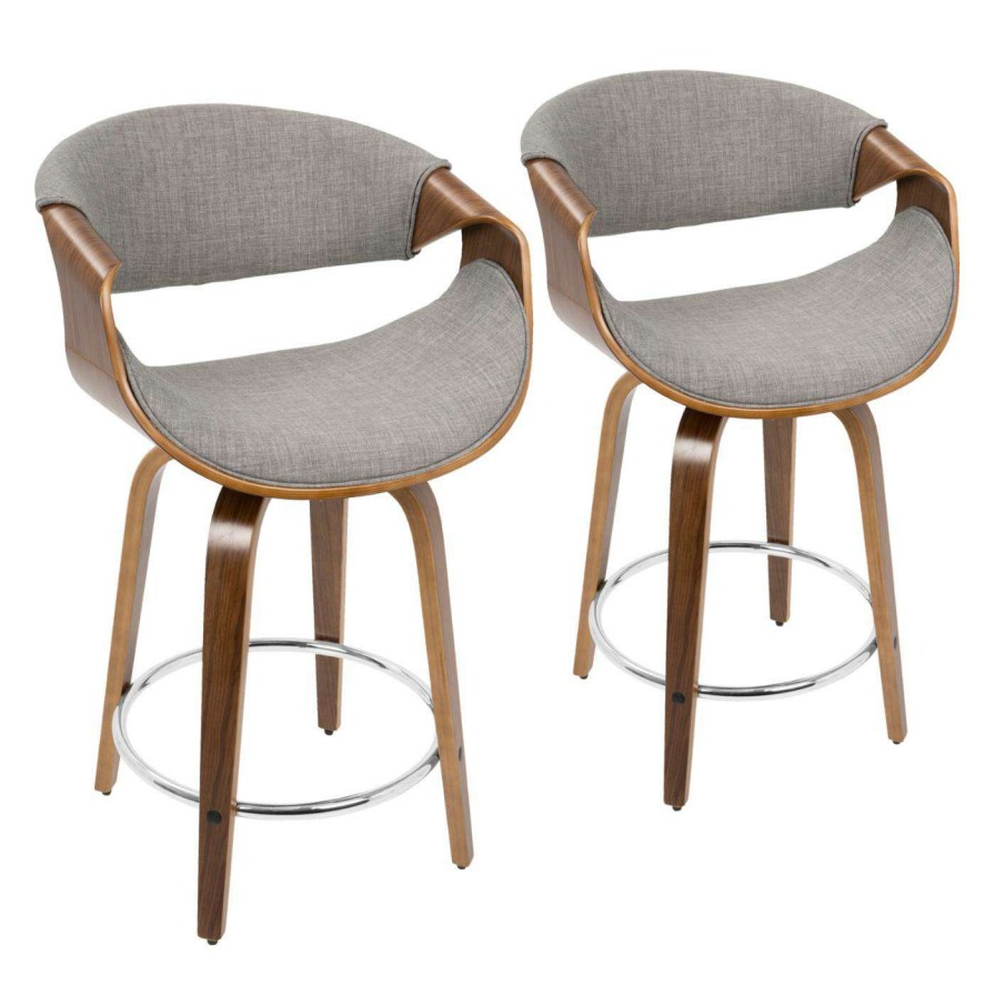 Bar Stools * | Top 10 Counter Height Stools Lumisource Curvini 24 In. Solid Back Counter Stool Set Of 2