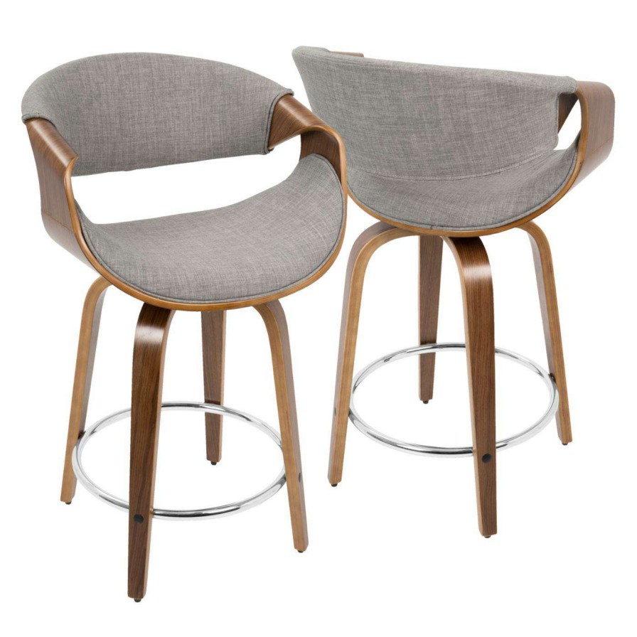 Bar Stools * | Top 10 Counter Height Stools Lumisource Curvini 24 In. Solid Back Counter Stool Set Of 2