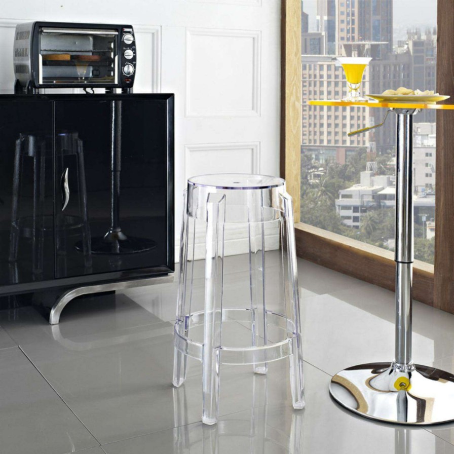 Bar Stools * | Best Sale Counter Height Stools Modway Casper Acrylic Counter Stool Clear