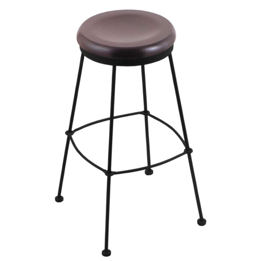 Bar Stools * | Wholesale Counter Height Stools Holland Bar Stool Co 25 In. Stationary Counter Stool With Wood Seat Black Wrinkle