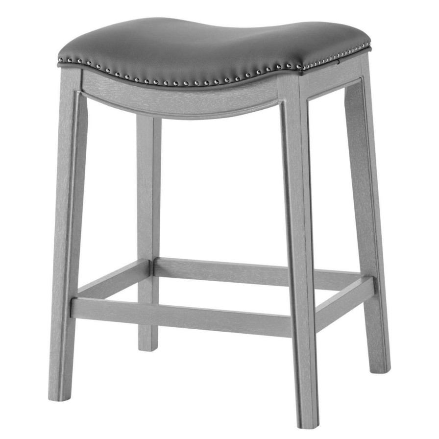 Bar Stools * | Budget Counter Height Stools New Pacific Direct Inc Grover 25.5 In. Polyurethane Leather Counter Stool Matt Black