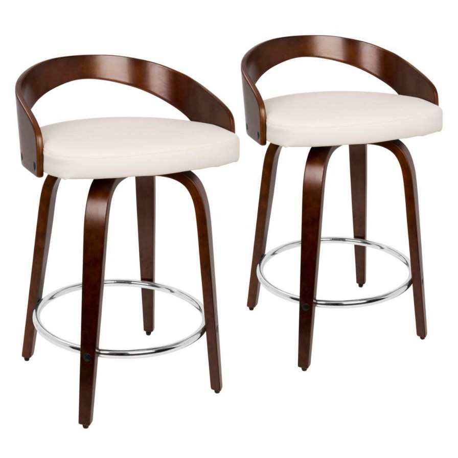 Bar Stools * | Best Deal Counter Height Stools Lumisource Grotto 24 In. Keyhole Swivel Counter Stool Set Of 2