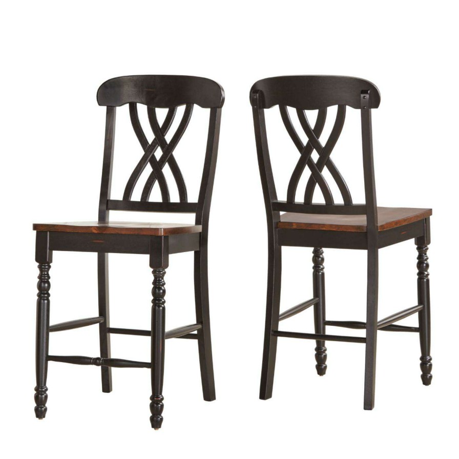 Bar Stools * | Best Pirce Counter Height Stools Weston Home Ohana Counter Height Chair Black & Oak Set Of 2