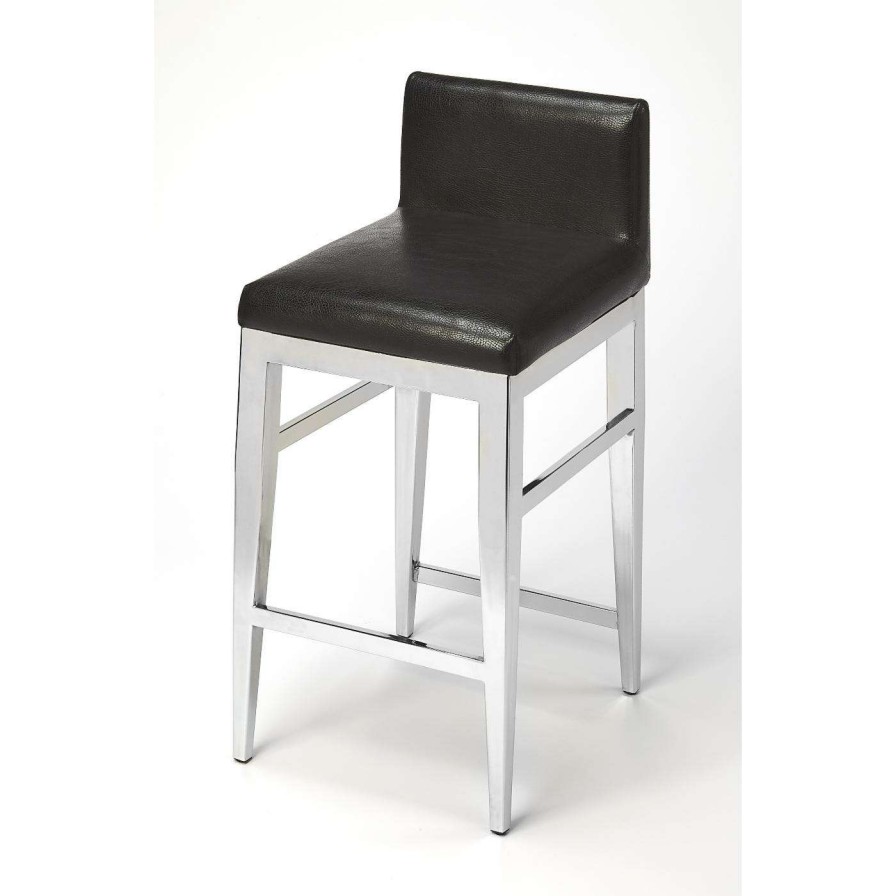 Bar Stools * | Brand New Counter Height Stools Butler Specialty Kelsey 25 In. Stainless Steel Faux Leather Counter Stool