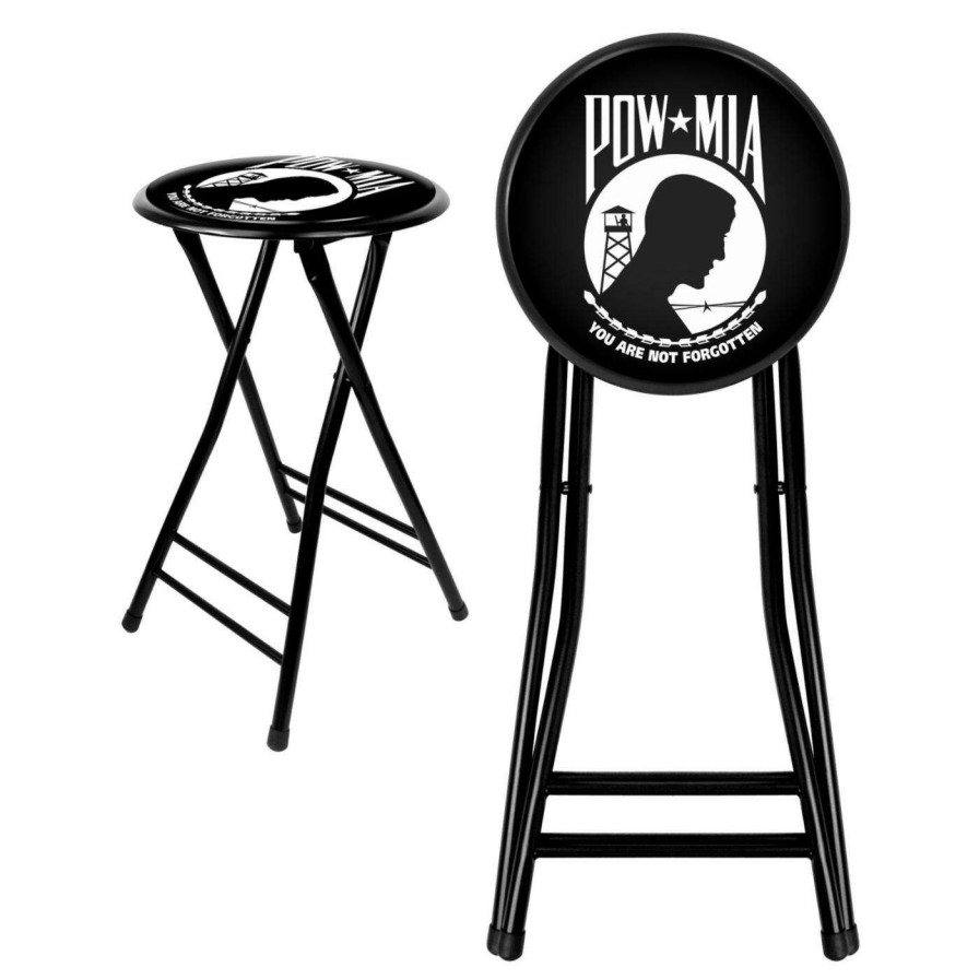 Bar Stools * | Buy Counter Height Stools Trademark Global Pow 24 In. Cushioned Folding Stool Black