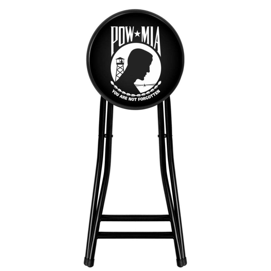 Bar Stools * | Buy Counter Height Stools Trademark Global Pow 24 In. Cushioned Folding Stool Black