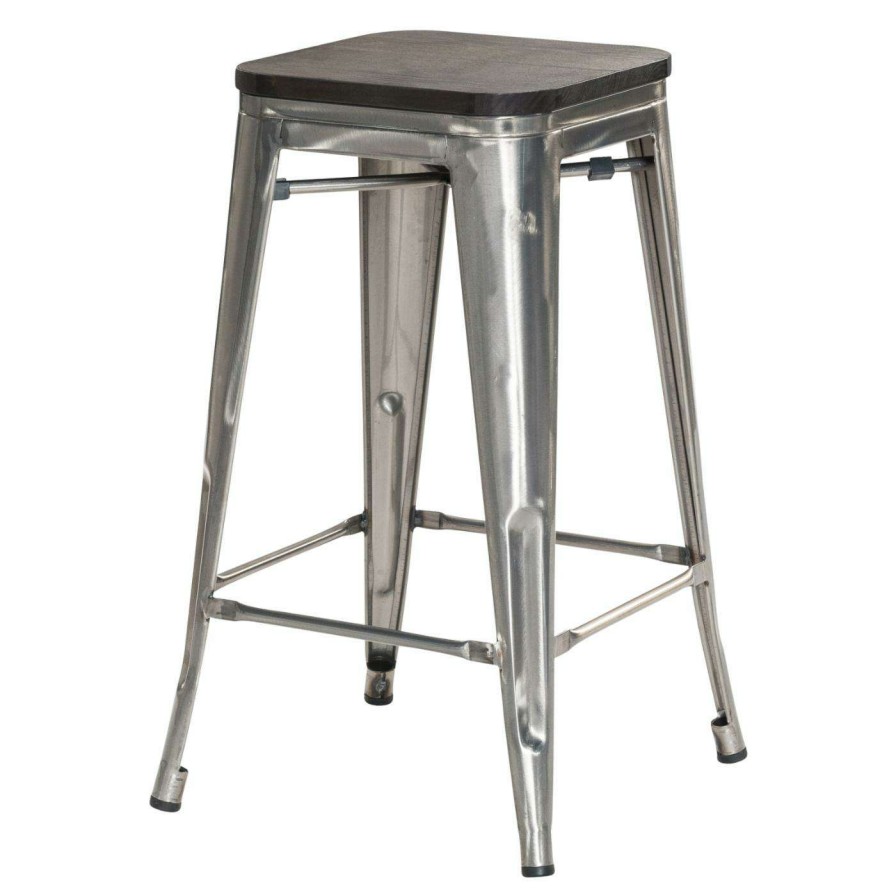 Bar Stools * | Buy Counter Height Stools C2A Industrial 26 In. Counter Stool With Wood Seat Set Of 2