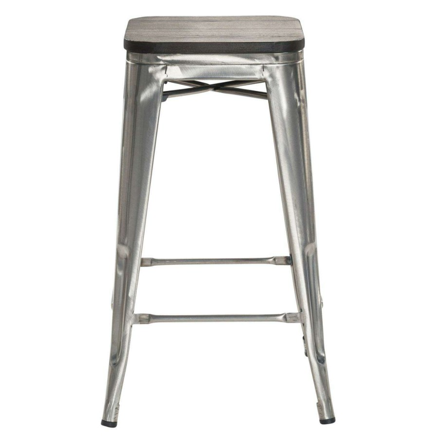 Bar Stools * | Buy Counter Height Stools C2A Industrial 26 In. Counter Stool With Wood Seat Set Of 2