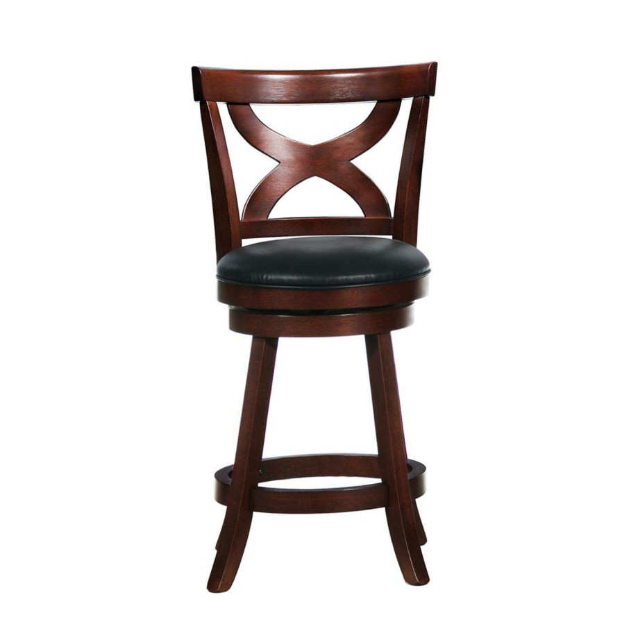 Bar Stools * | Best Deal Counter Height Stools Weston Home Basalt Counter Height Swivel X Back Chair Dark Cherry