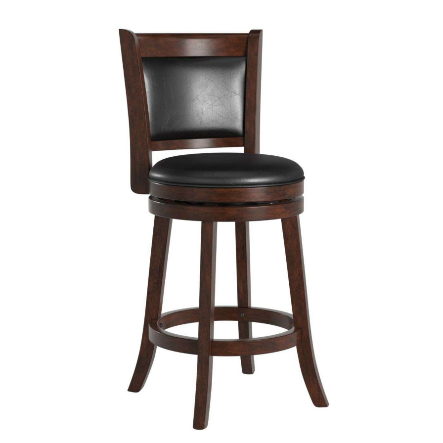 Bar Stools * | Buy Counter Height Stools Weston Home Bancroft 24 In. Swivel Cushion Back Stool With Faux Leather Cushion Cherry