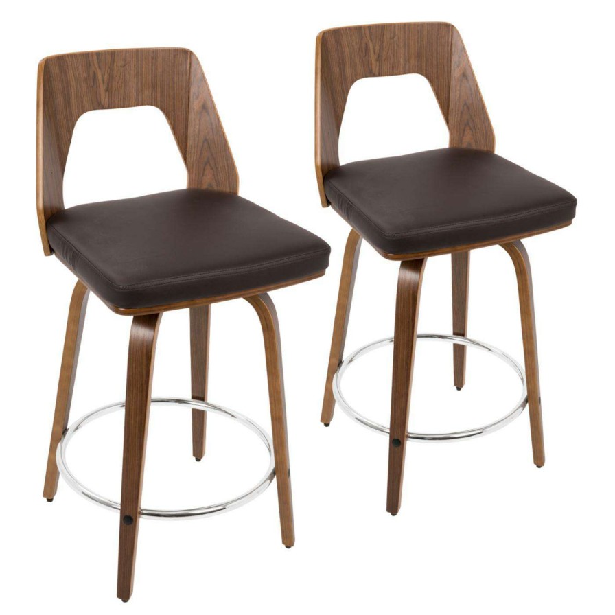 Bar Stools * | Deals Counter Height Stools Lumisource Trilogy 24 In. Keyhole Faux Leather Counter Stool Set Of 2