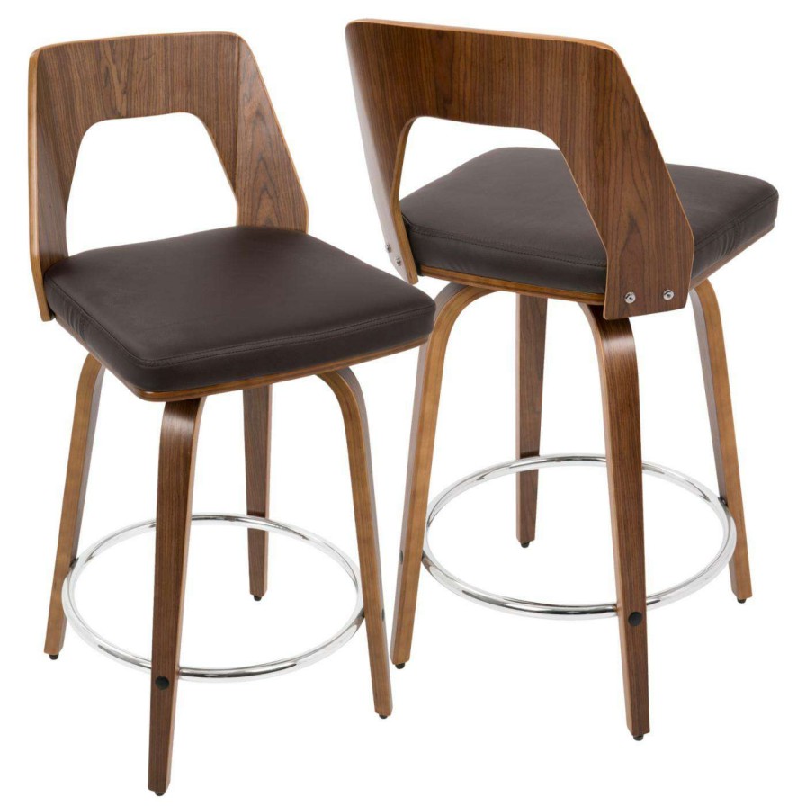 Bar Stools * | Deals Counter Height Stools Lumisource Trilogy 24 In. Keyhole Faux Leather Counter Stool Set Of 2