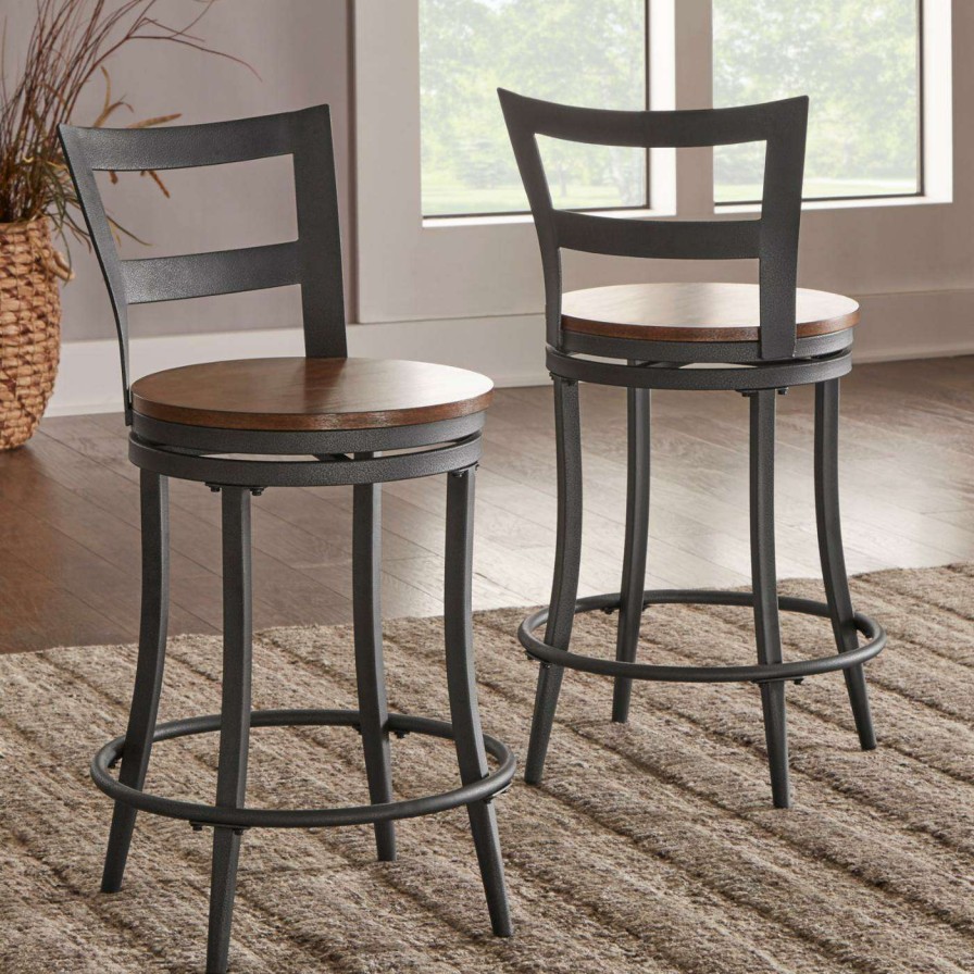 Bar Stools * | Best Deal Counter Height Stools Weston Home Mason 24 In. Swivel Counter Stool Set Of 2