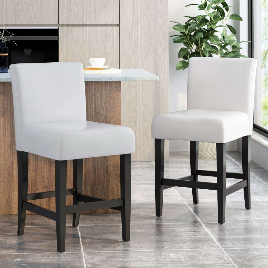 Bar Stools * | Best Reviews Of Best Selling Home Counter Height Stools Lopez Ivory Leather Counter Stools 2 Pack