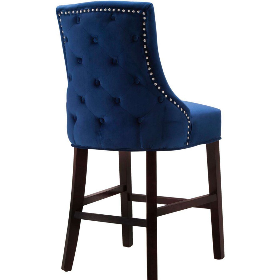 Bar Stools * | Best Deal Counter Height Stools Meridian Furniture Inc Hannah 24 In. Tufted Counter Stool With Nailhead Trim Set Of 2