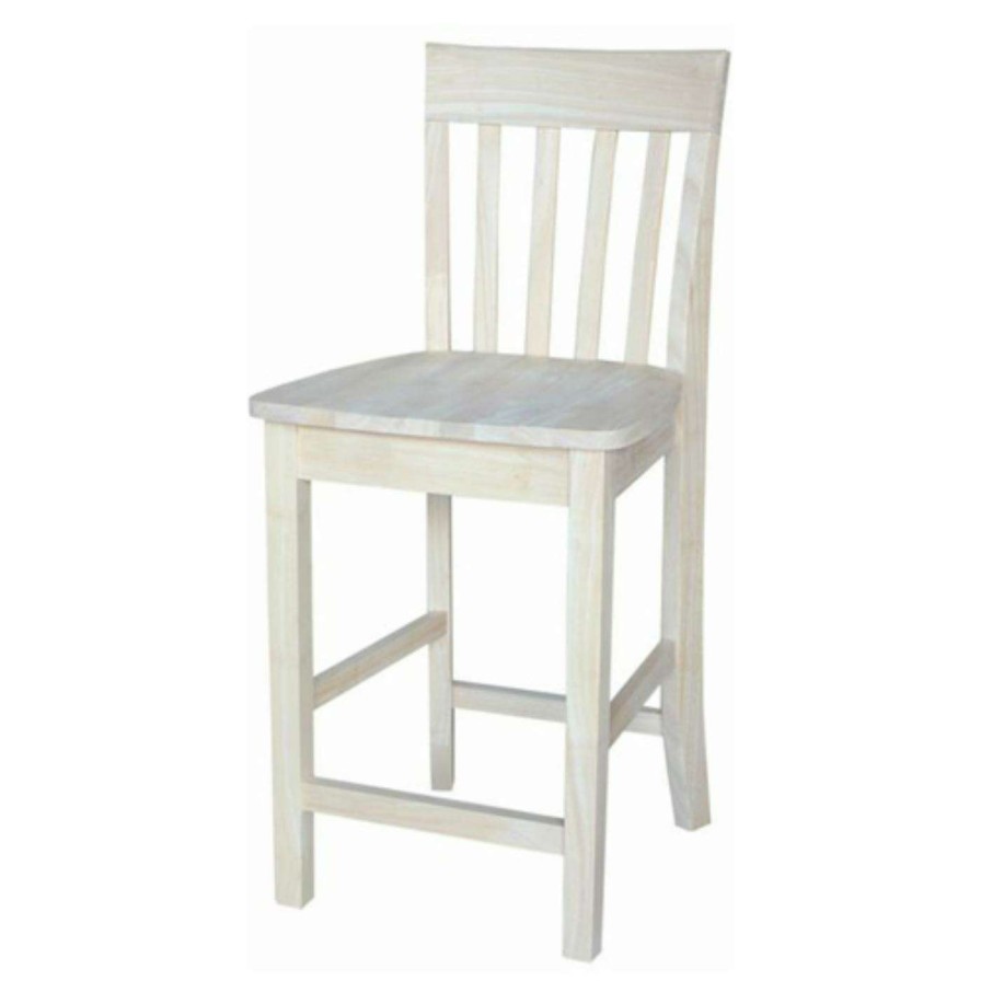 Bar Stools * | New Counter Height Stools International Concepts 24 In. Unfinished Drayton Slat Back Counter Height Stool