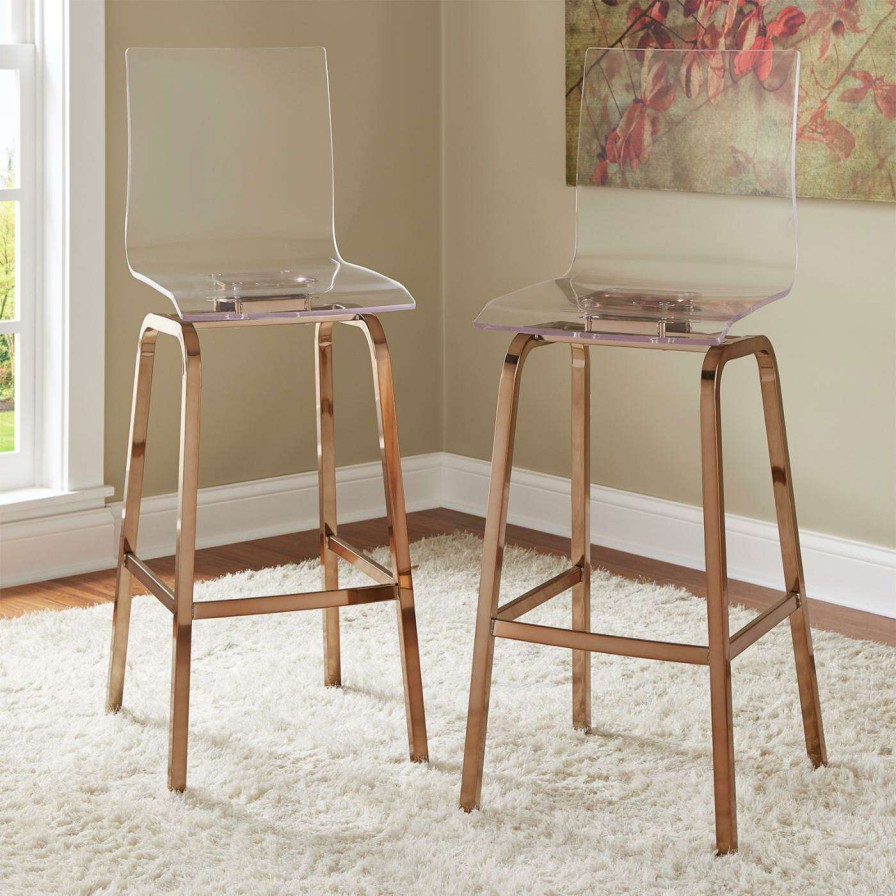 Bar Stools * | Promo Counter Height Stools Chelsea Lane Acrylic 28 In. Bar Stool Set Of 2