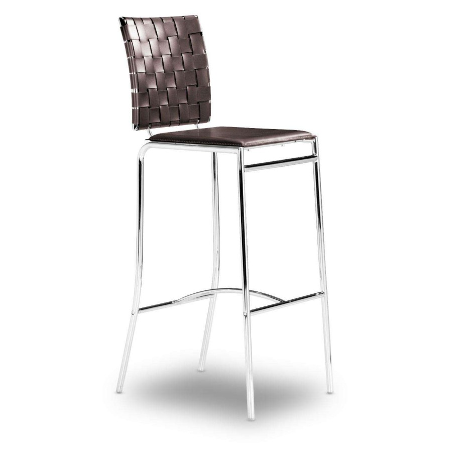 Bar Stools * | Brand New Counter Height Stools Zuo Modern Criss Cross Counter Stool Espresso Set Of 2