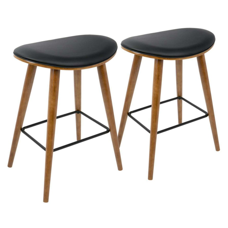 Bar Stools * | Buy Counter Height Stools Lumisource Saddle 25.75 In. Mid-Century Modern Counter Stool Set Of 2