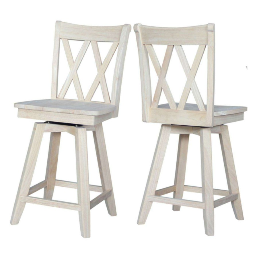 Bar Stools * | New Counter Height Stools International Concepts Double X Back Swivel Counter Stool