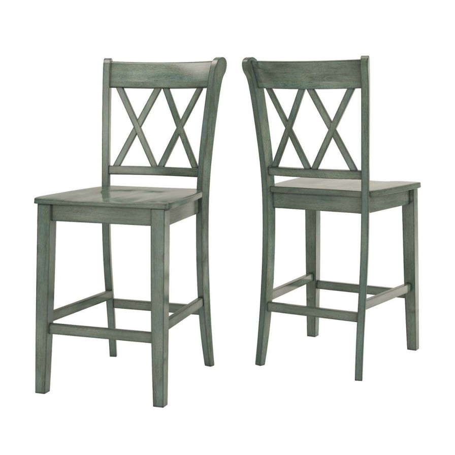 Bar Stools * | Budget Counter Height Stools Humblenest Farmers Market Vintage Double X 24 In. Counter Stool Set Of 2