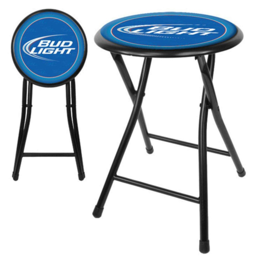 Bar Stools * | Promo Trademark Global Counter Height Stools Trademark Bud Light 18 Inches Cushioned Folding Stool Blue