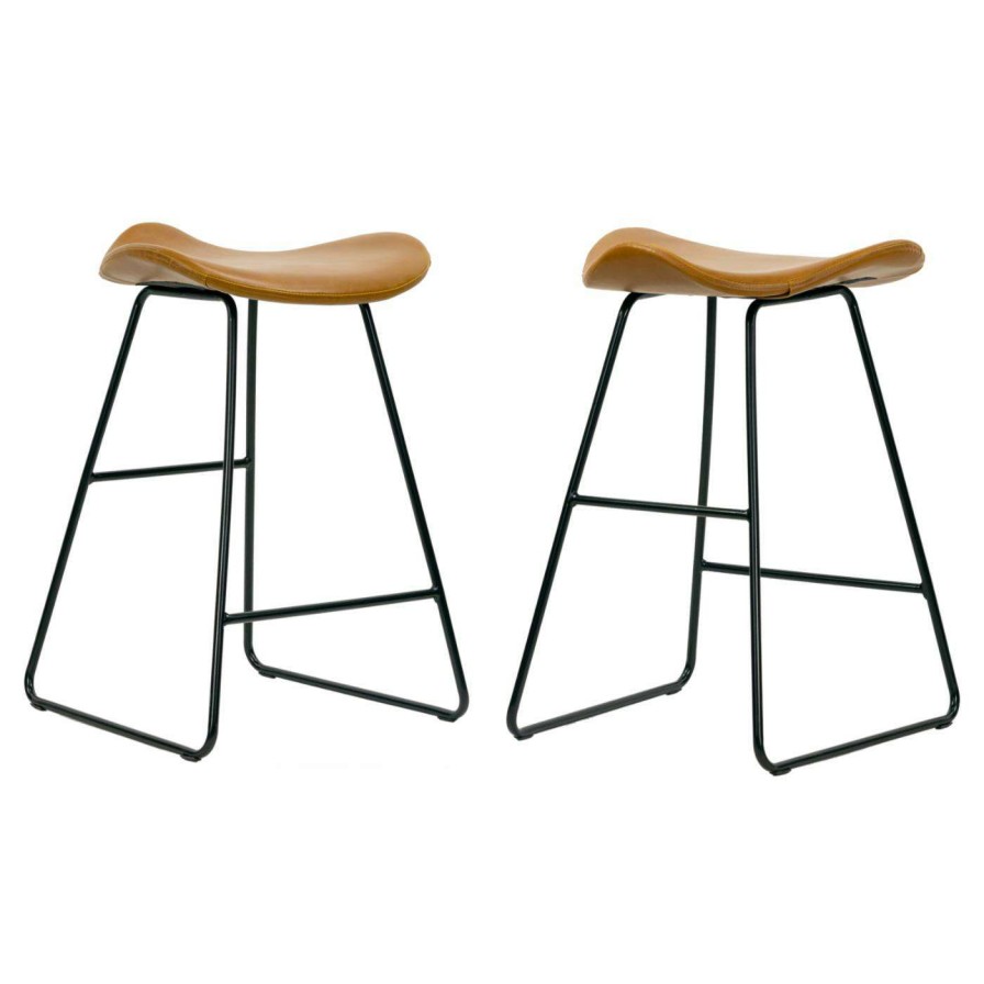 Bar Stools * | New Counter Height Stools Glamour Home Aoi 24 In. Upholstered Backless Counter Stool Set Of 2