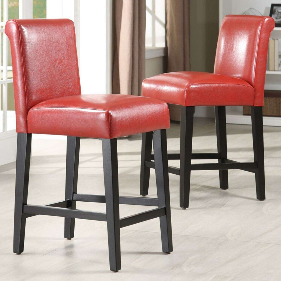 Bar Stools * | Flash Sale Counter Height Stools Weston Home Arica 24 In. Faux Leather Counter Stool Set Of 2