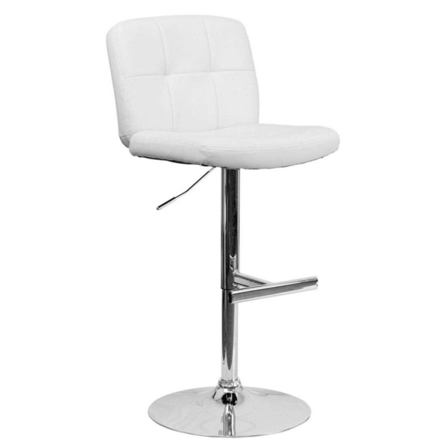 Bar Stools * | Top 10 Counter Height Stools Flash Furniture Contemporary Tufted Adjustable Bar Stool With Chrome Base