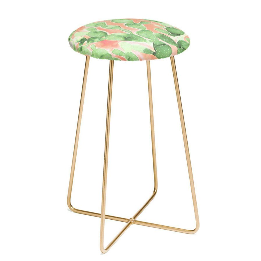 Bar Stools * | Best Sale Counter Height Stools Deny Designs Jacqueline Maldonado Paddle Cactus Pale Green 25 In. Backless Counter Stool