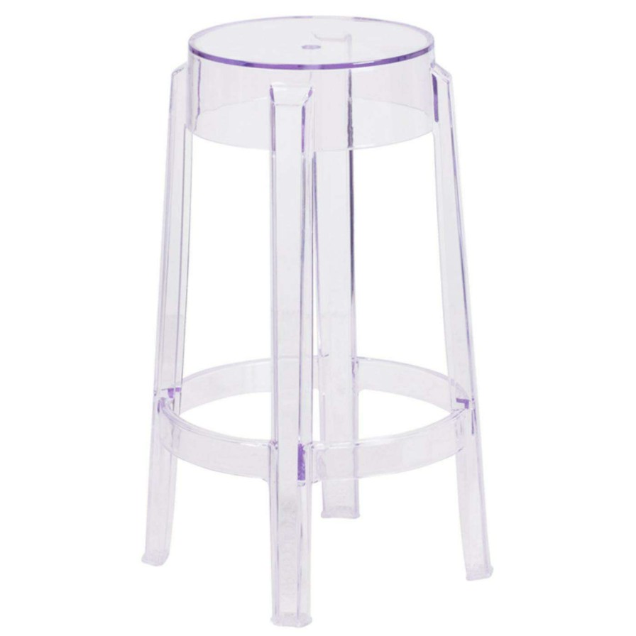 Bar Stools * | New Counter Height Stools Flash Furniture 25.75 In. Round Transparent Counter Height Stool