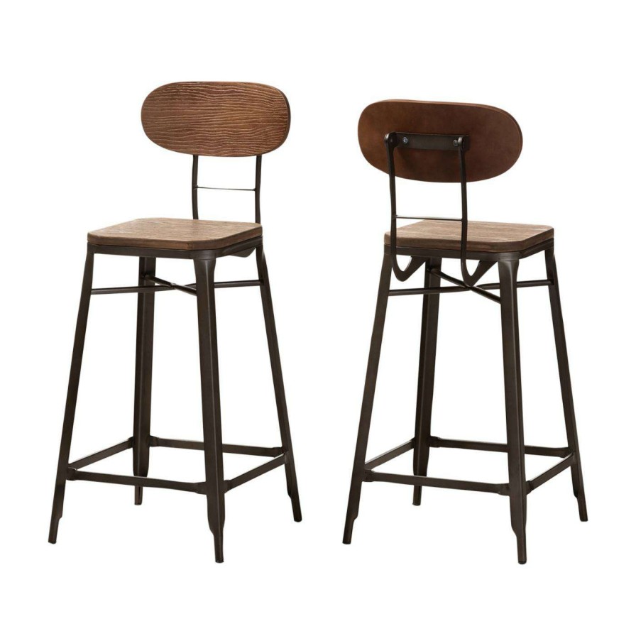 Bar Stools * | New Counter Height Stools Baxton Studio Varek 25.98 In. Bamboo Stackable Counter Stool Set Of 2