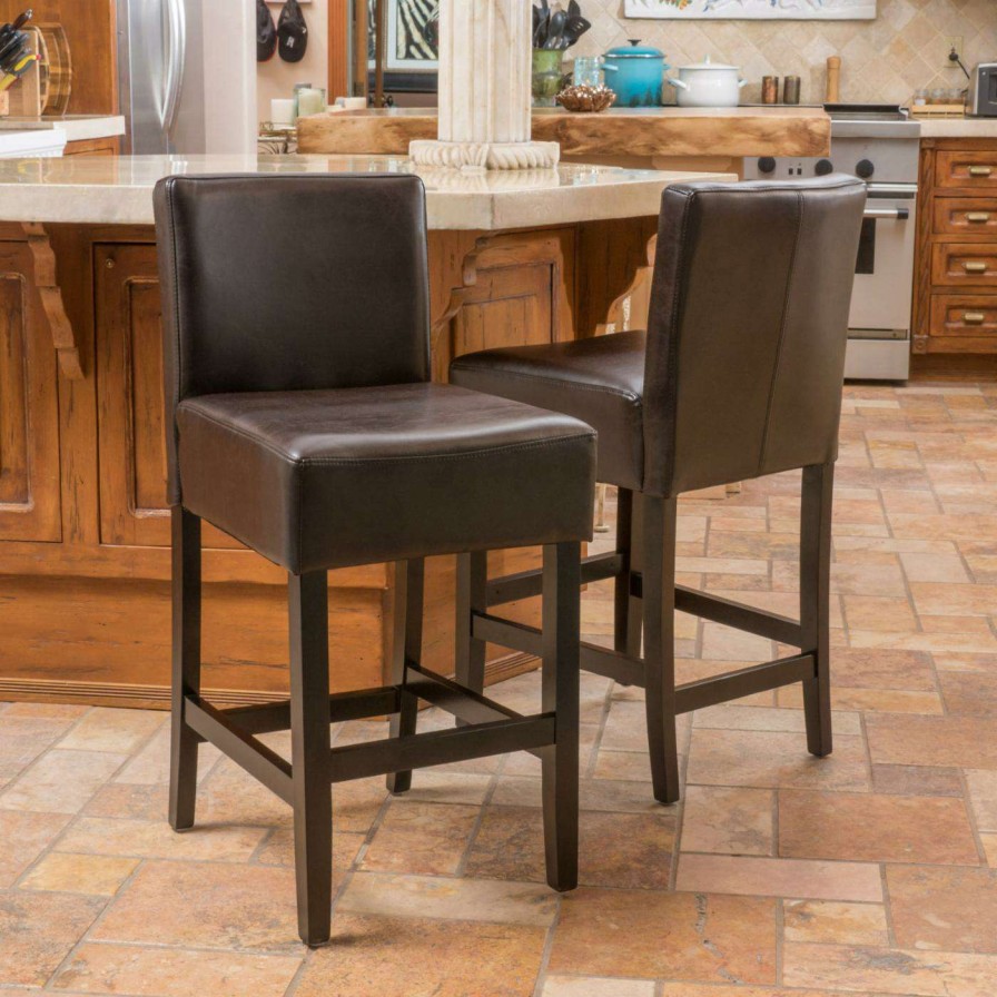 Bar Stools * | Deals Best Selling Home Counter Height Stools Natalie Leather Counter Stool Set Of 2