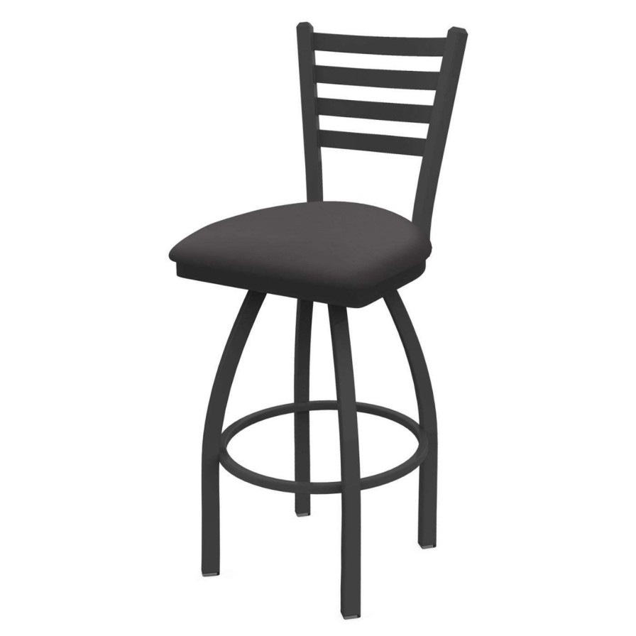 Bar Stools * | Promo Counter Height Stools Holland Bar Stool Co Jackie 25 In. Ladder Back Swivel Counter Stool With Faux Leather Seat