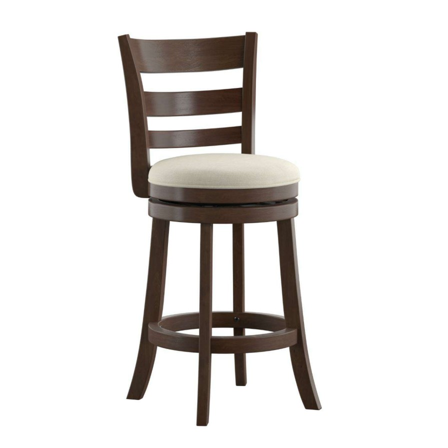 Bar Stools * | Best Sale Counter Height Stools Weston Home Edmond Collection 24H In. Swivel Counter Height Stool Ladder Back Design