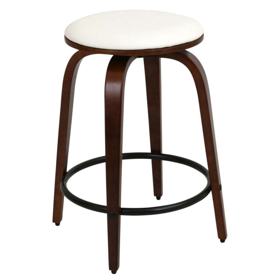 Bar Stools * | Coupon Counter Height Stools Lumisource Porto Swivel Counter Stools Set Of 2 Walnut/Brown