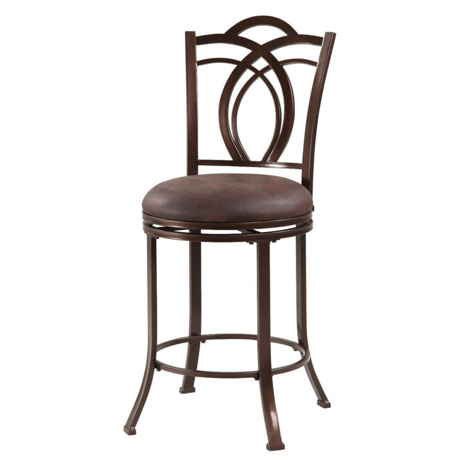 Bar Stools * | Promo Counter Height Stools Linon Calif 24 In. Metal Swivel Counter Stool Coffee Brown