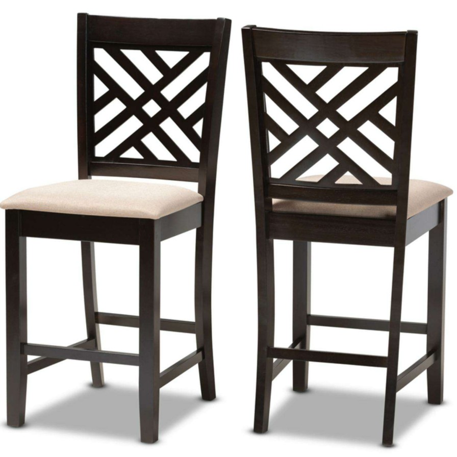 Bar Stools * | Best Deal Counter Height Stools Baxton Studio Caron 25 In. Upholstered Counter Height Chair Set Of 2