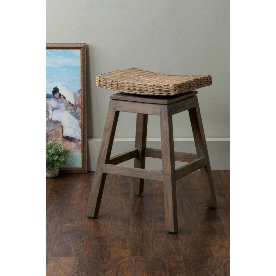 Bar Stools * | New Counter Height Stools East At Main Canton Square Rattan Counter Stool