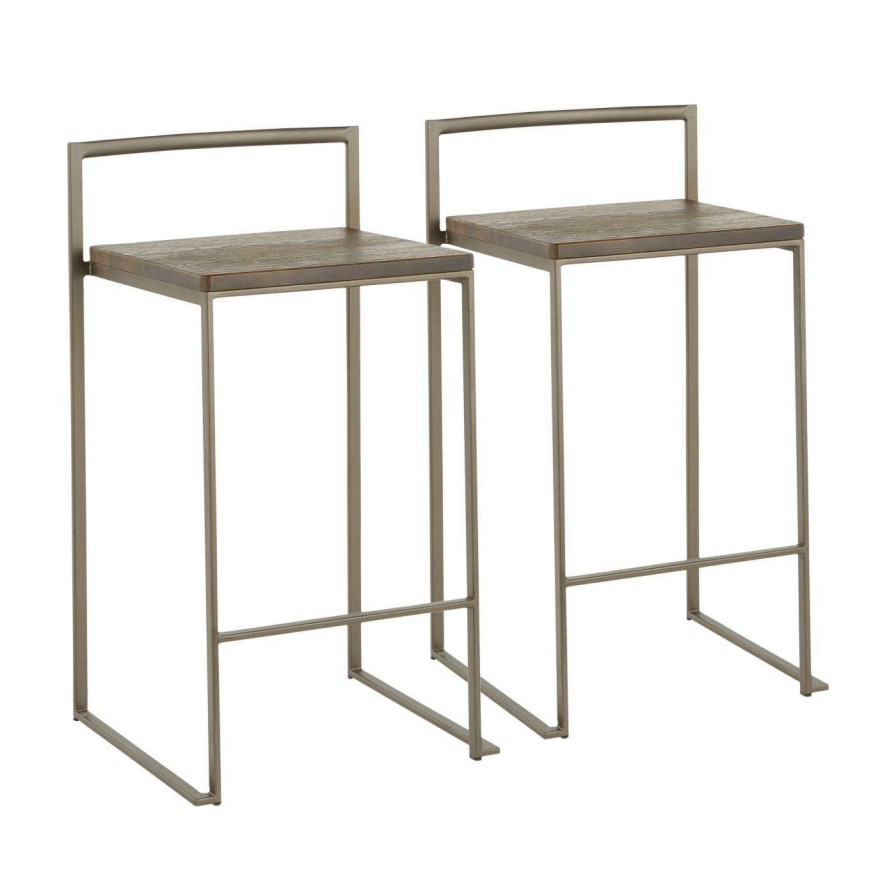 Bar Stools * | Flash Sale Counter Height Stools Lumisource Fuji 28 In. Industrial Stackable Counter Stool Set Of 2