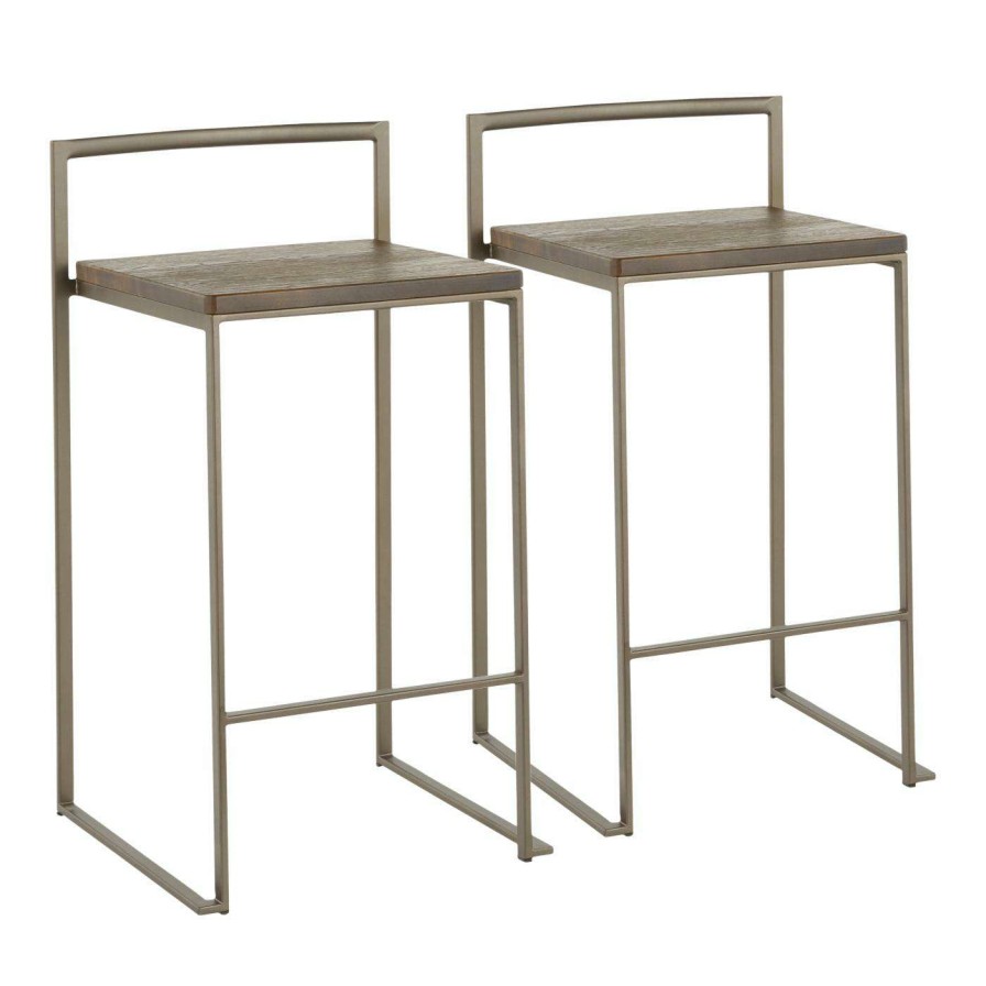 Bar Stools * | Flash Sale Counter Height Stools Lumisource Fuji 28 In. Industrial Stackable Counter Stool Set Of 2